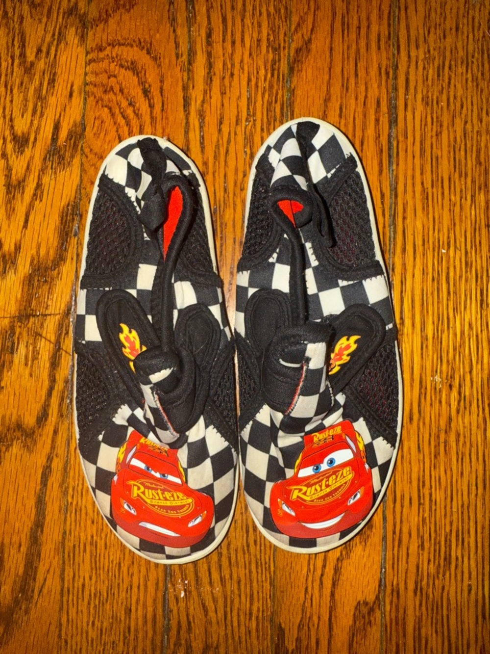 Disney Lightning McQueen Checkered Kids Slip-On Sneakers - Black, White, Red